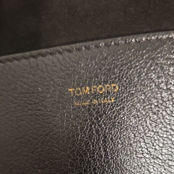 Tom Ford Suede Jennifer Expandable Black Gold Leather Crossbody Bag - Picture 12 of 17